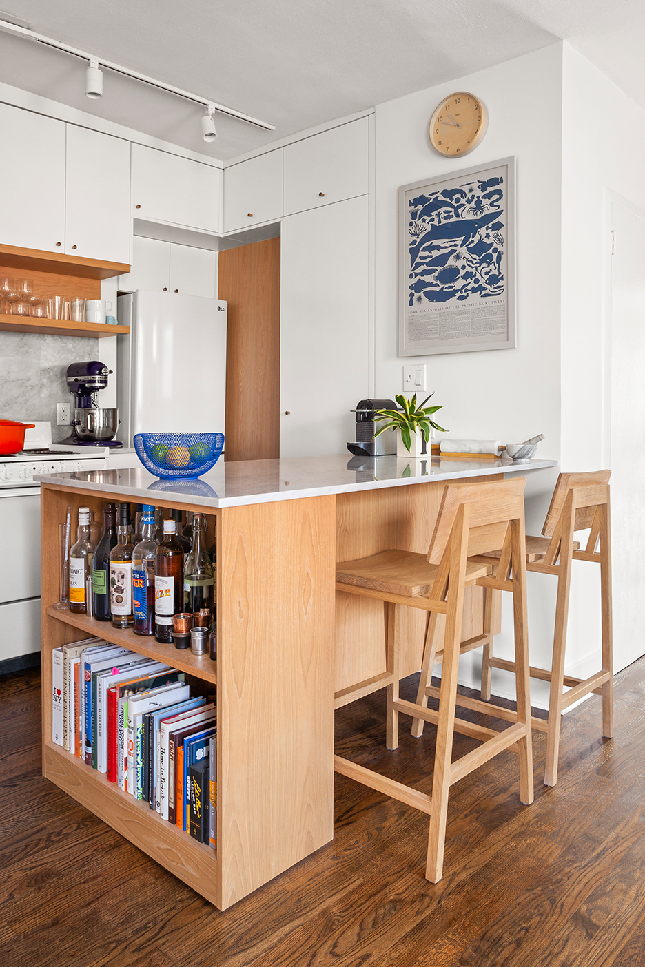 Kitchen Island Cabinets with wooden open shelving