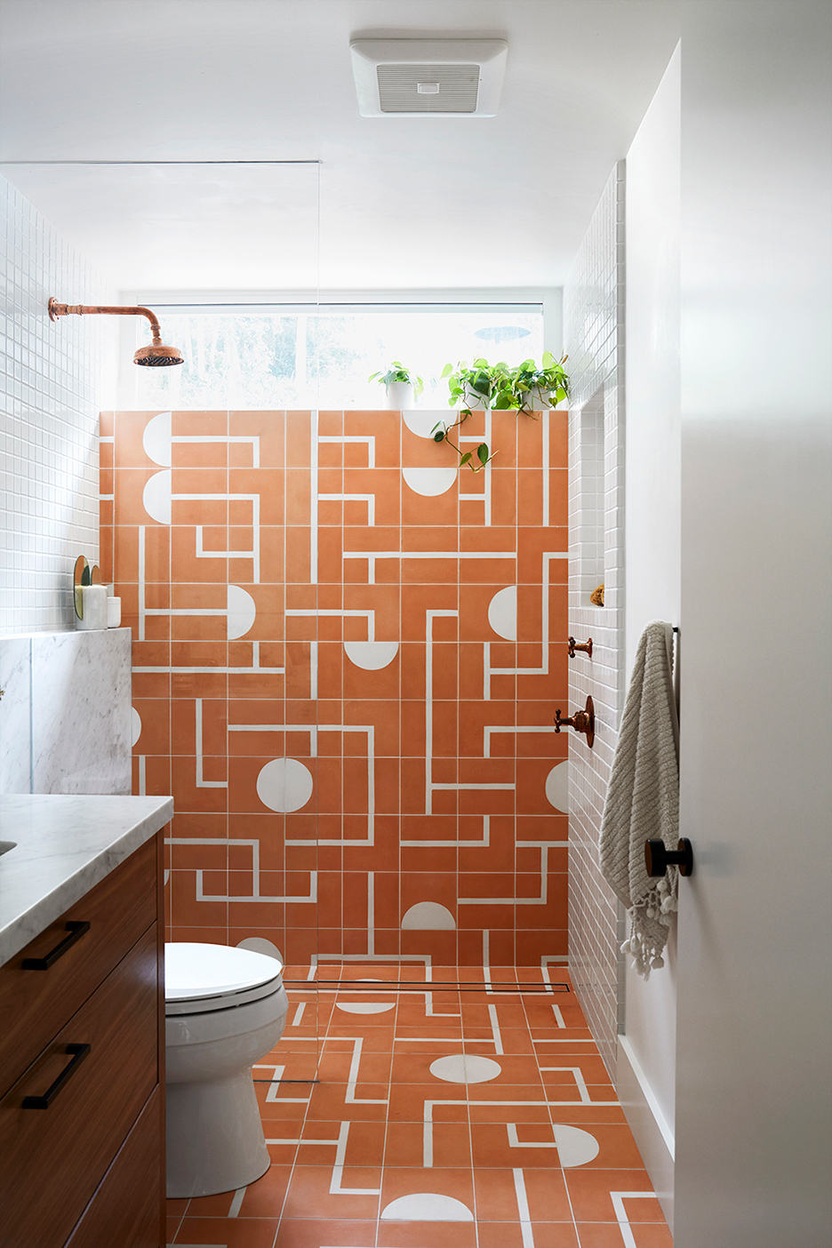 pink and white shower tiles