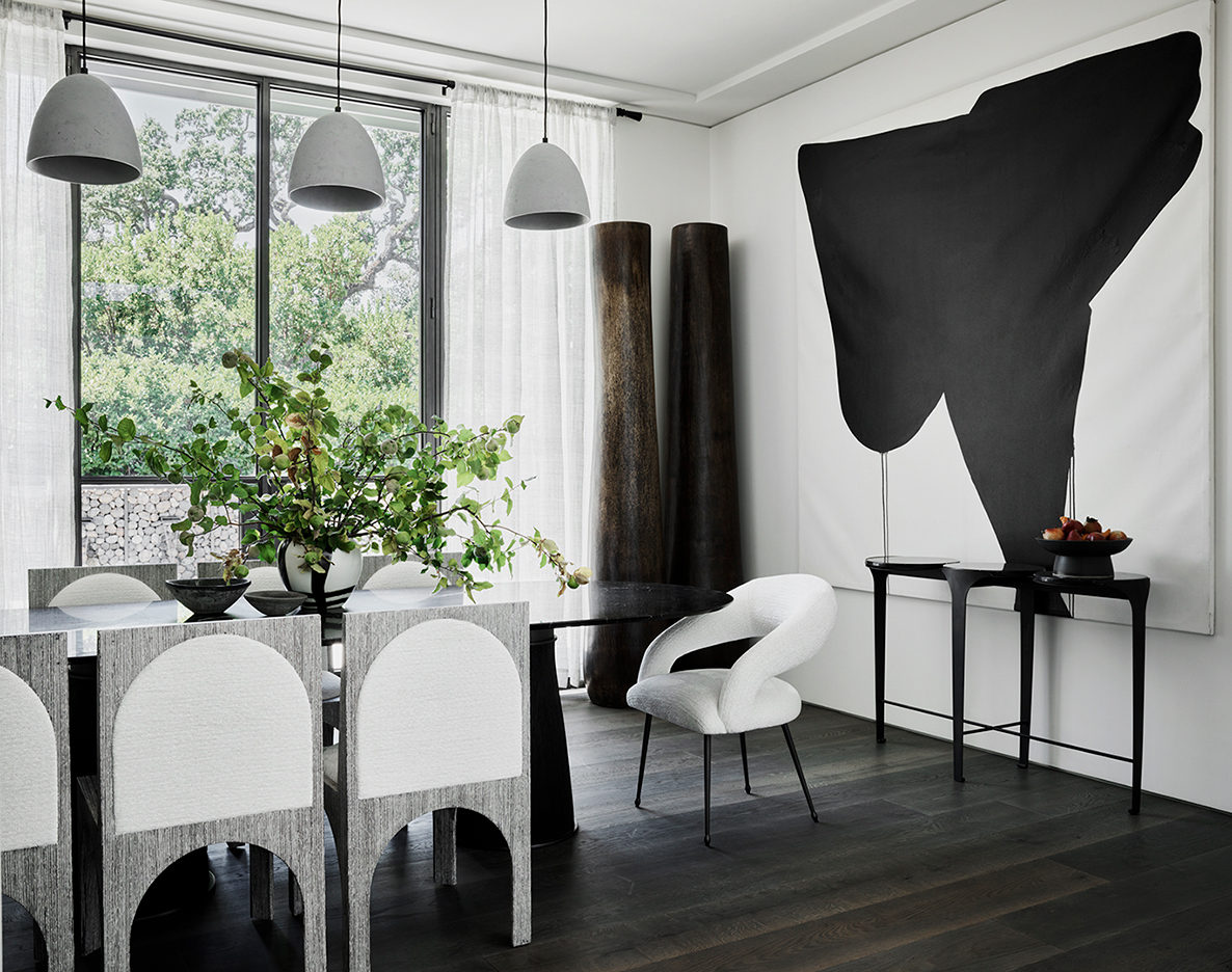 black and white dining room