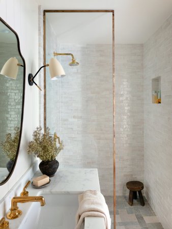 neutral bathroom with single vanity