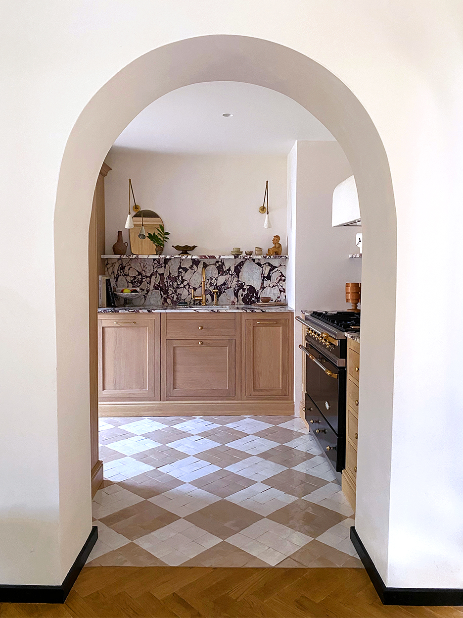 Checkered zellige tile in kitchen