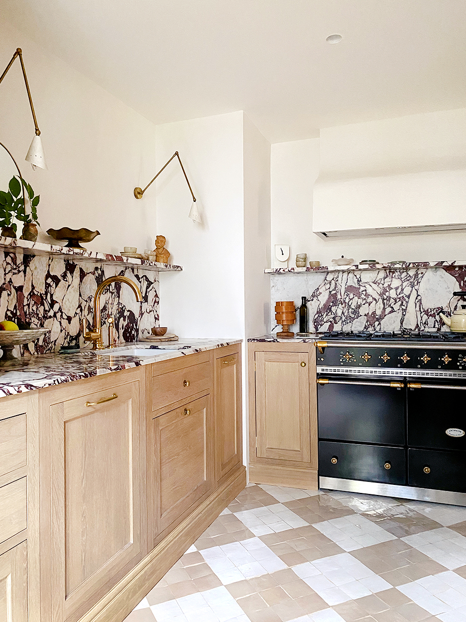 Checkered zellige tile in kitchen