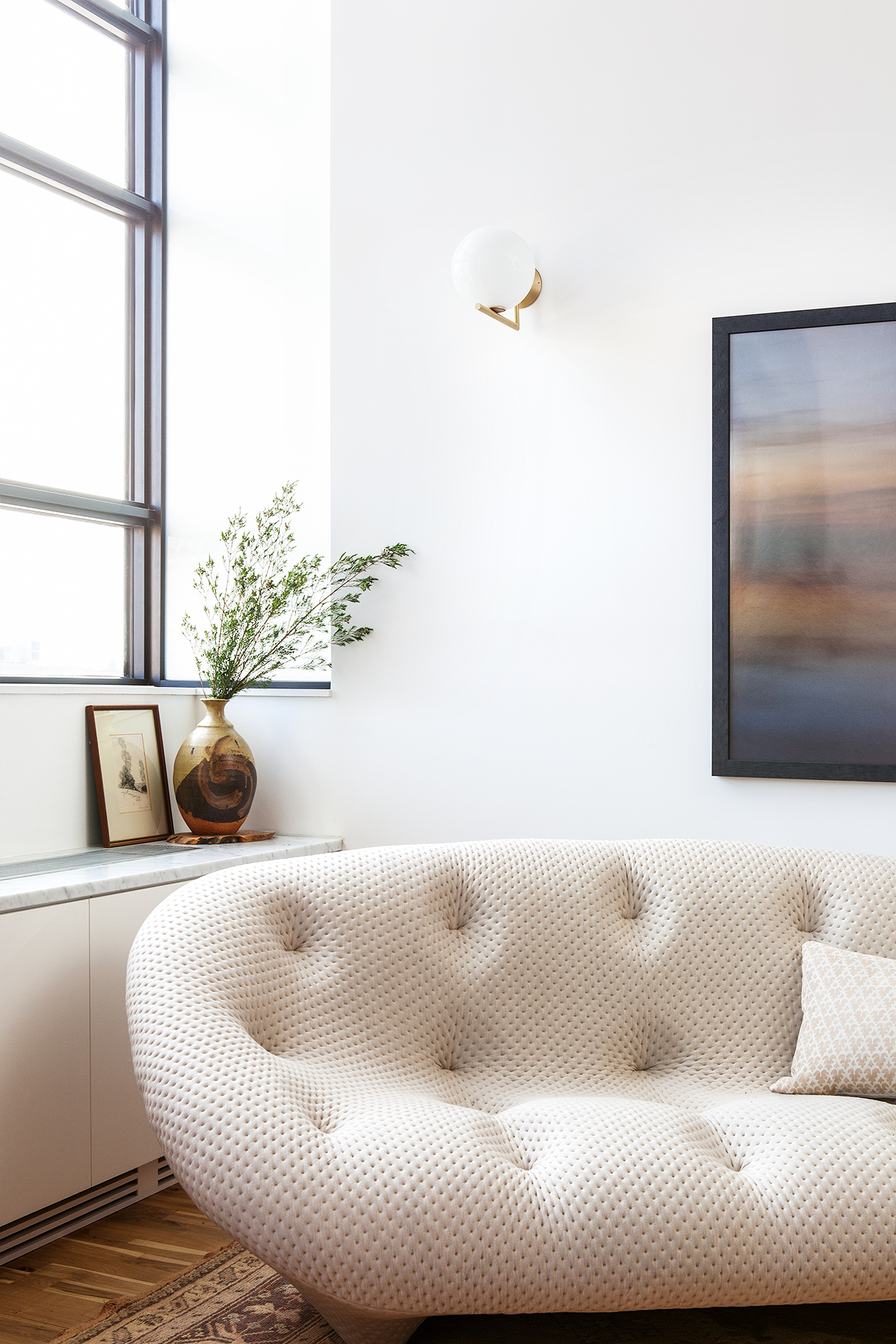 sculptural white sofa