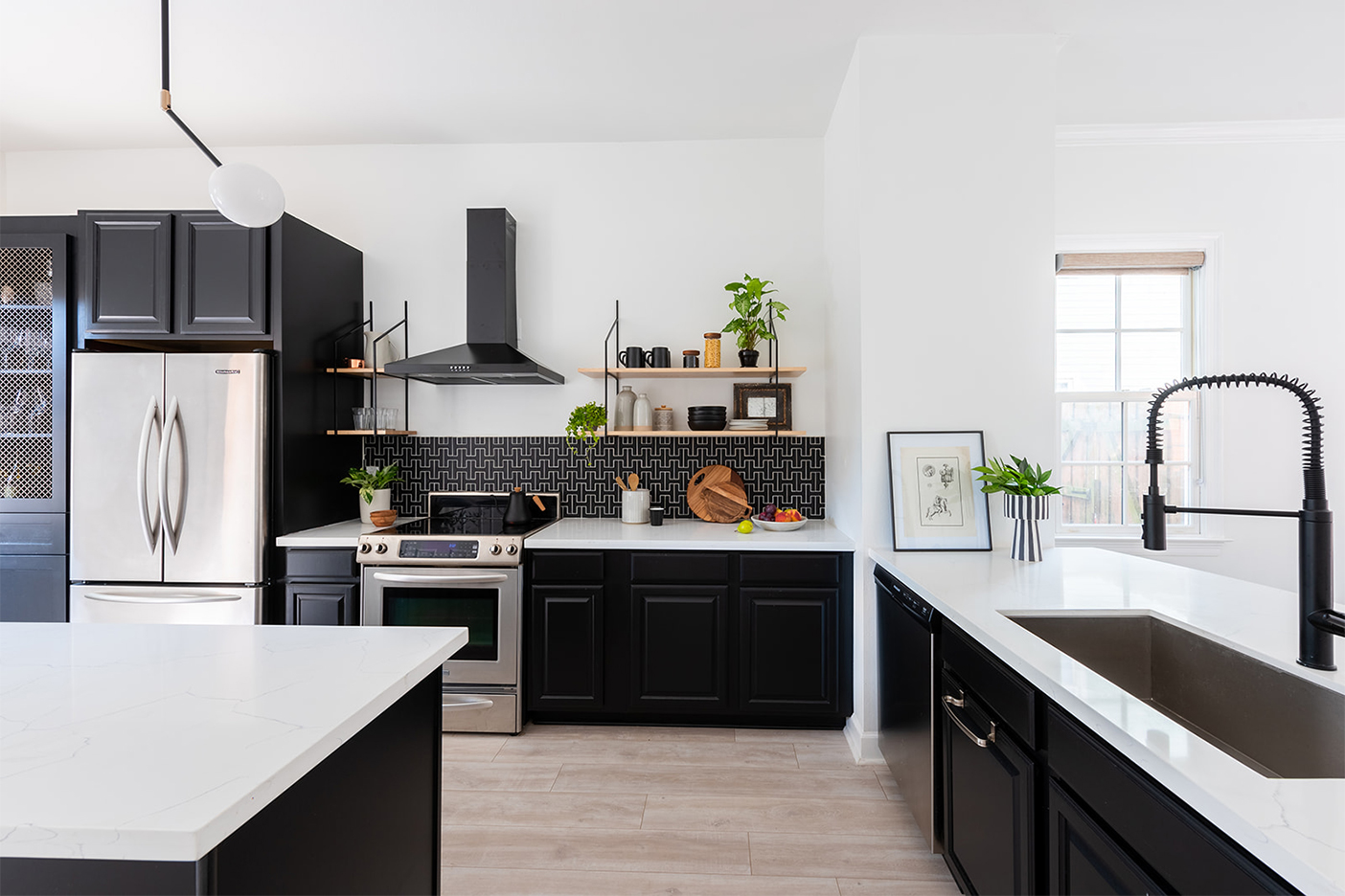 black and white kitchen