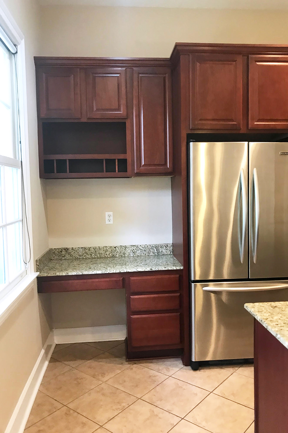 desk niche next to fridge