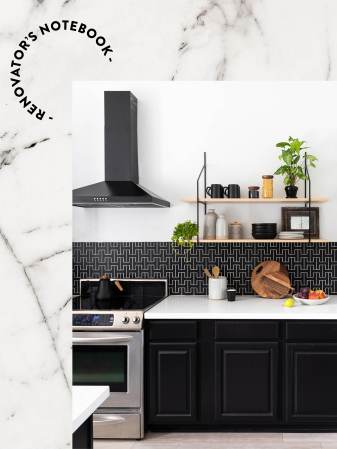 photo of blackkitchen on marble background