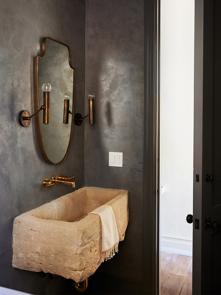 gothic bathroom with stone sink