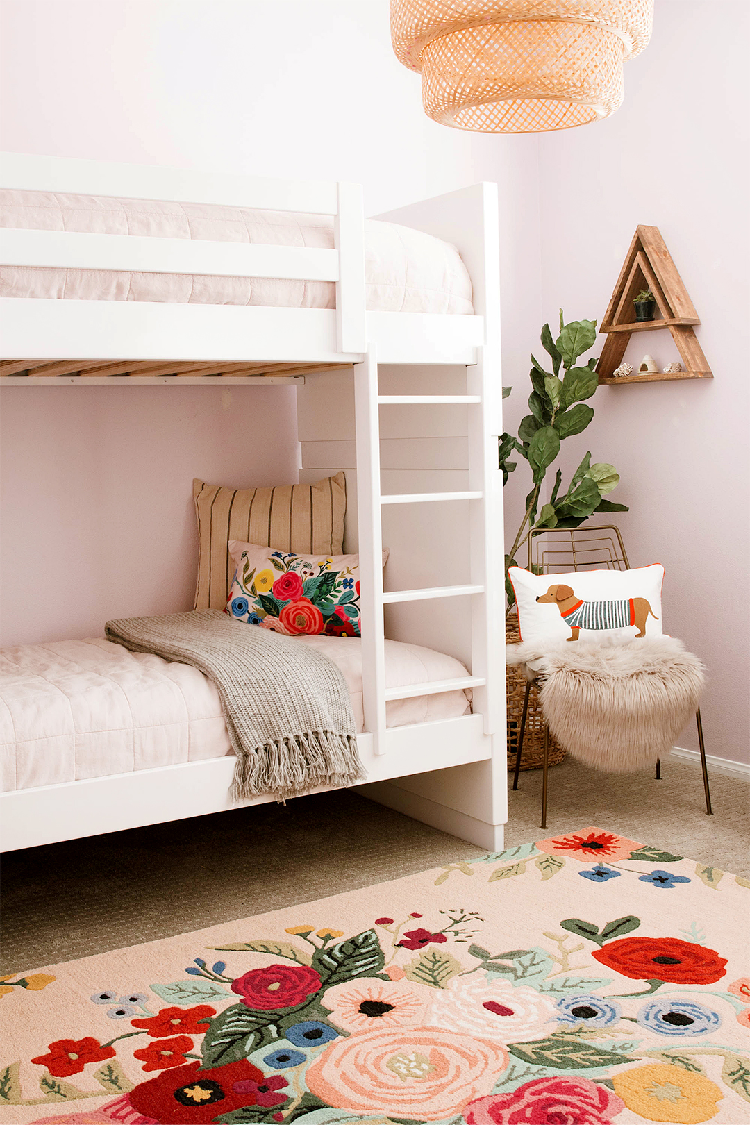 white bunk bed