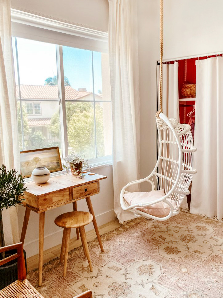 swing chair in middle of room