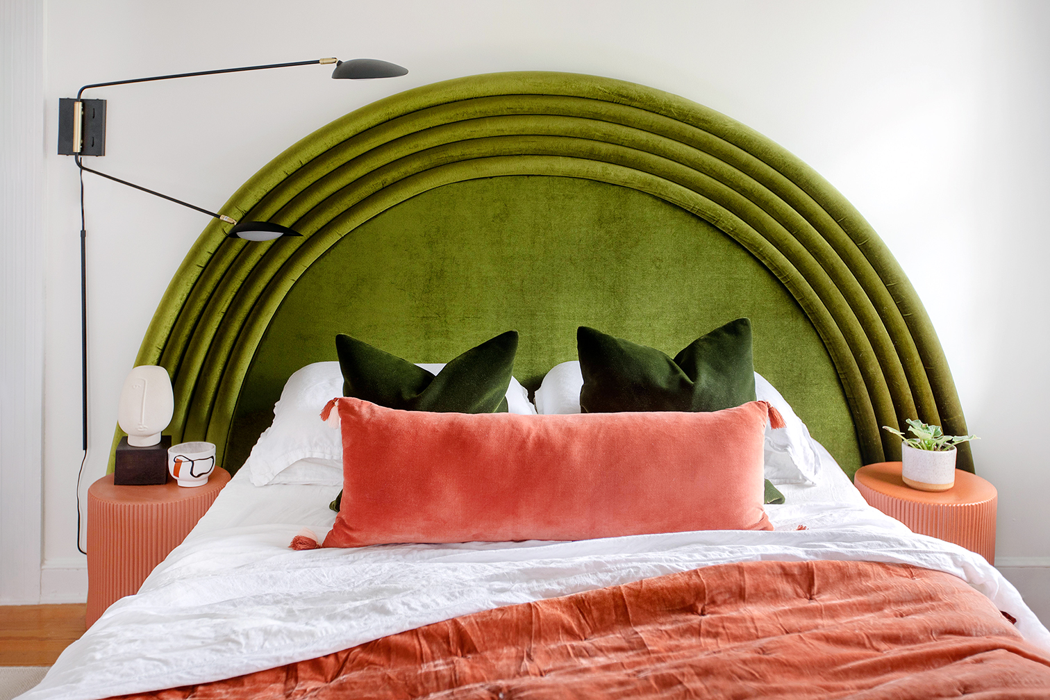 green headboard