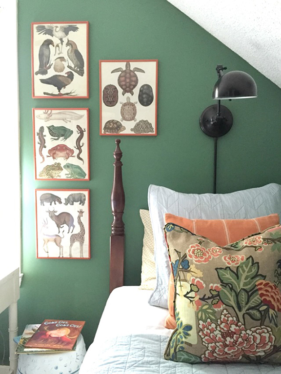 a bedroom in sage green