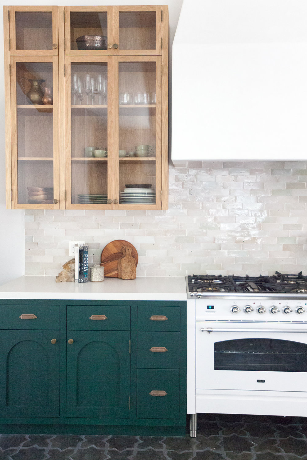 rustic green and white kitchen