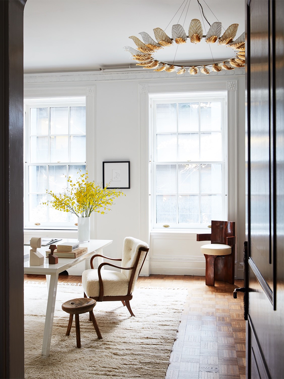 a desk in a home office