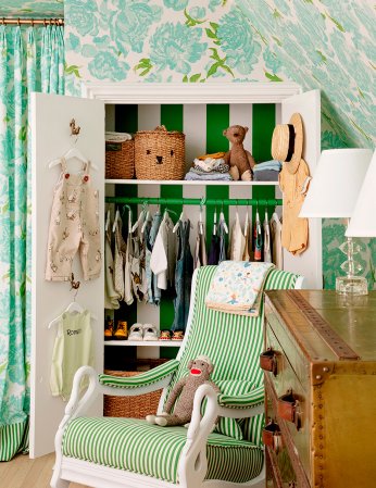 striped green closet