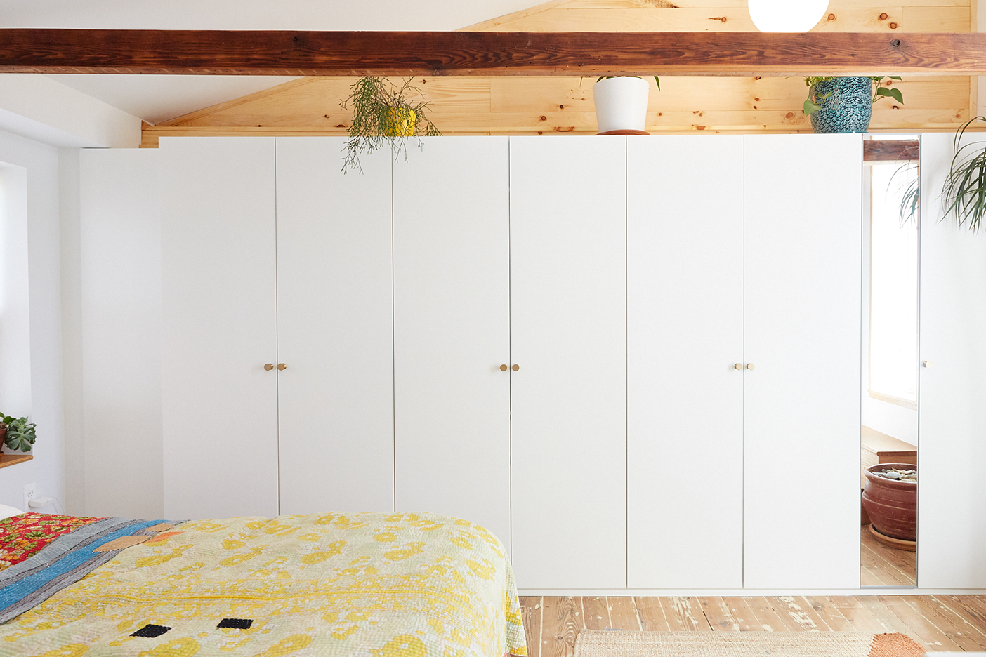 white closets in bedroom