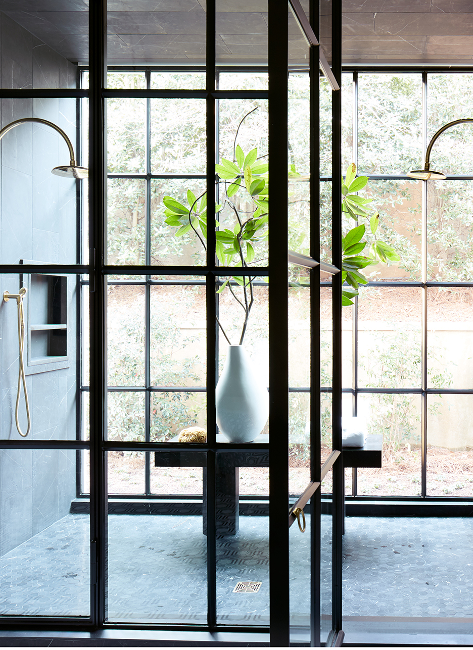 shower surrounded by glass walls