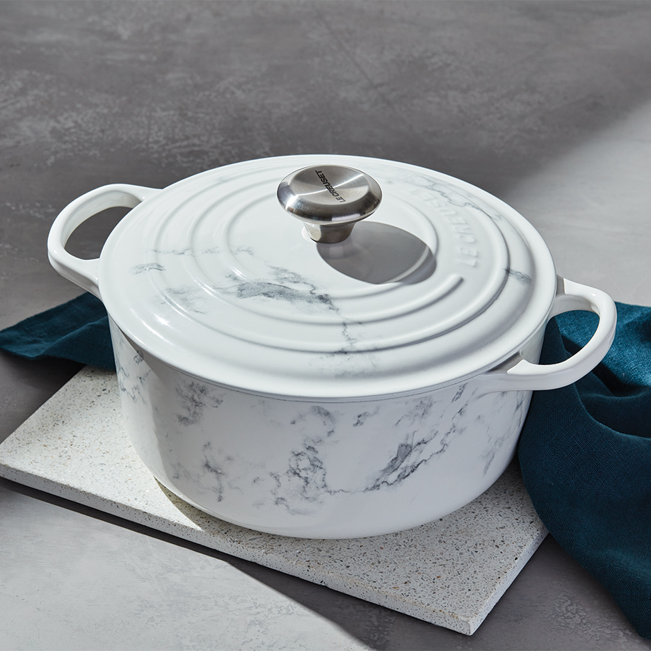 Le Creuset Dutch oven in marble finish