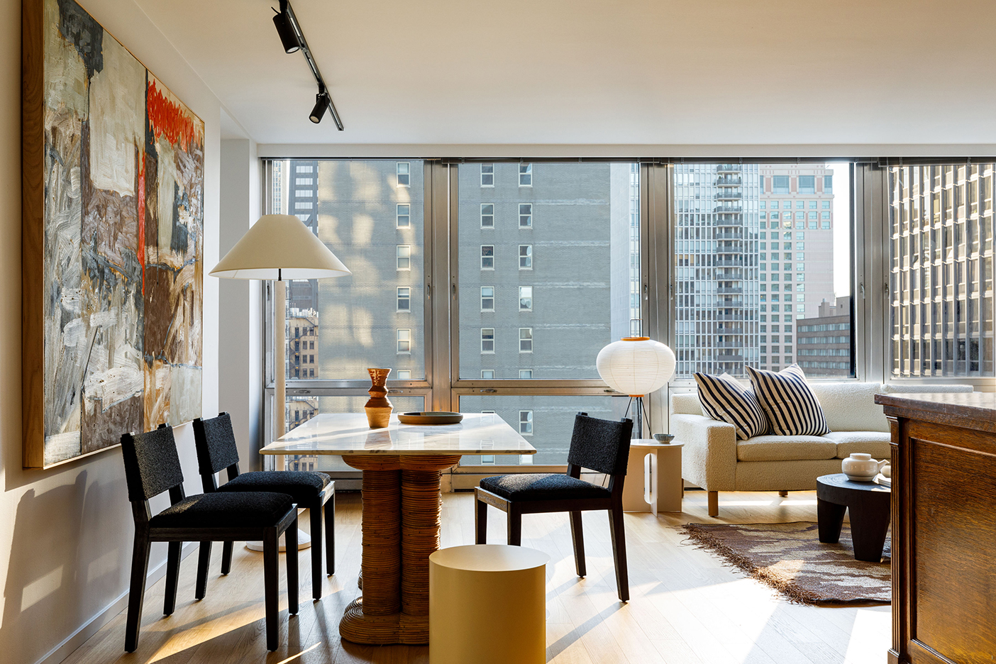 a glass wall in an apartment