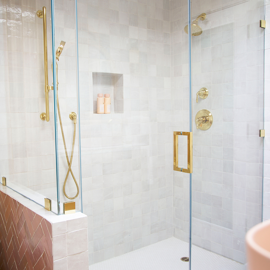 large white tiled shower