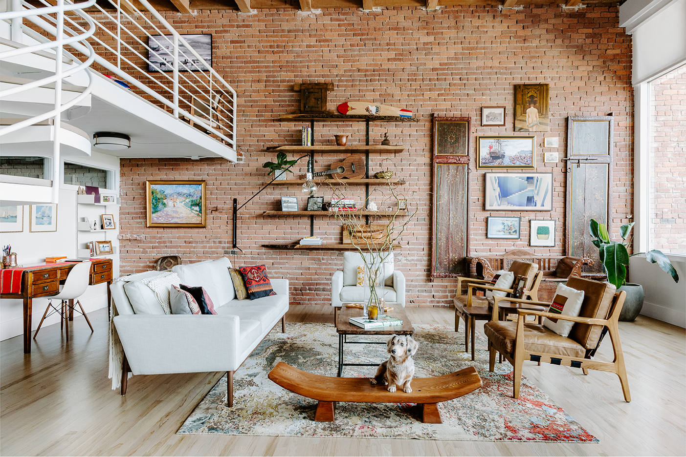 brick living room wall