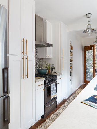 white galley kitchen