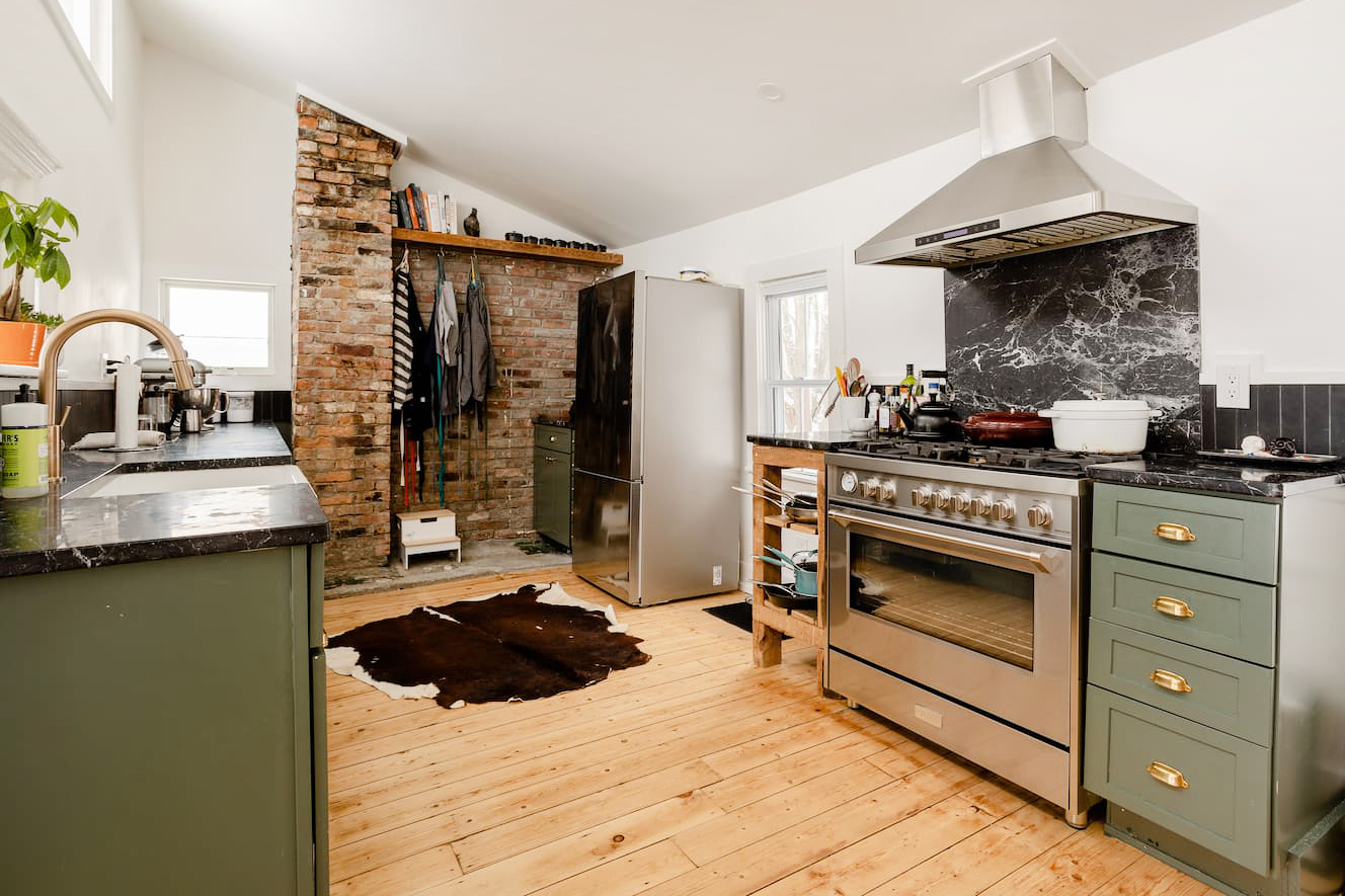 rustic galley kitchen