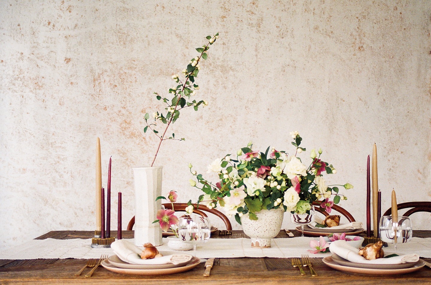 Dining room table with taper candles