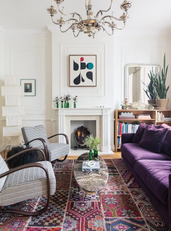eclectic brownstone living room