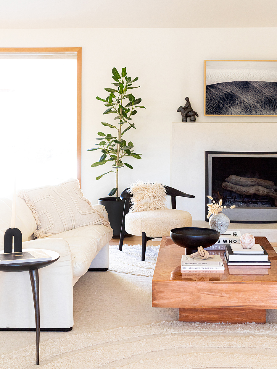 white sofa and red coffee table