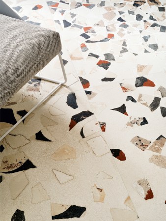 terrazzo-printed tile foor