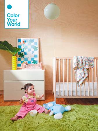 baby on green rug