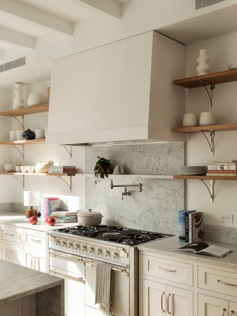 white kitchen range hood