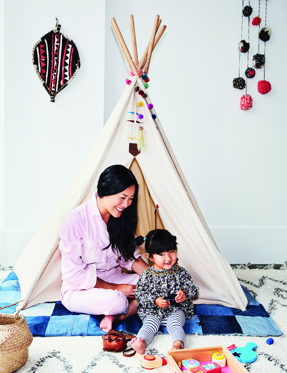 joyce lee and daughter in teepee