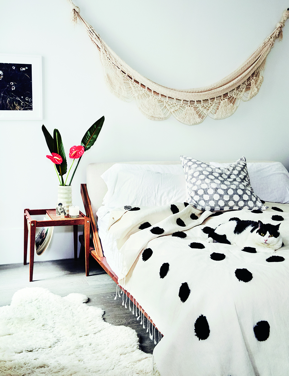 black and white bedroom