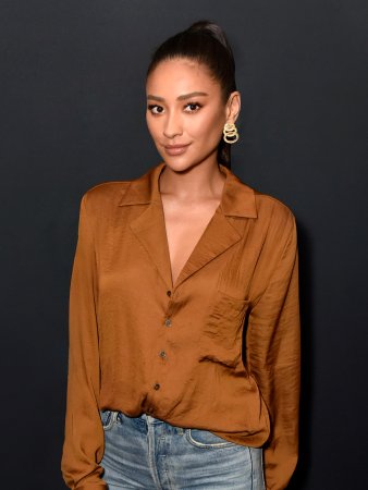 woman in silk brown blouse