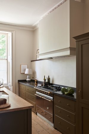 brown green kitchen cabinets