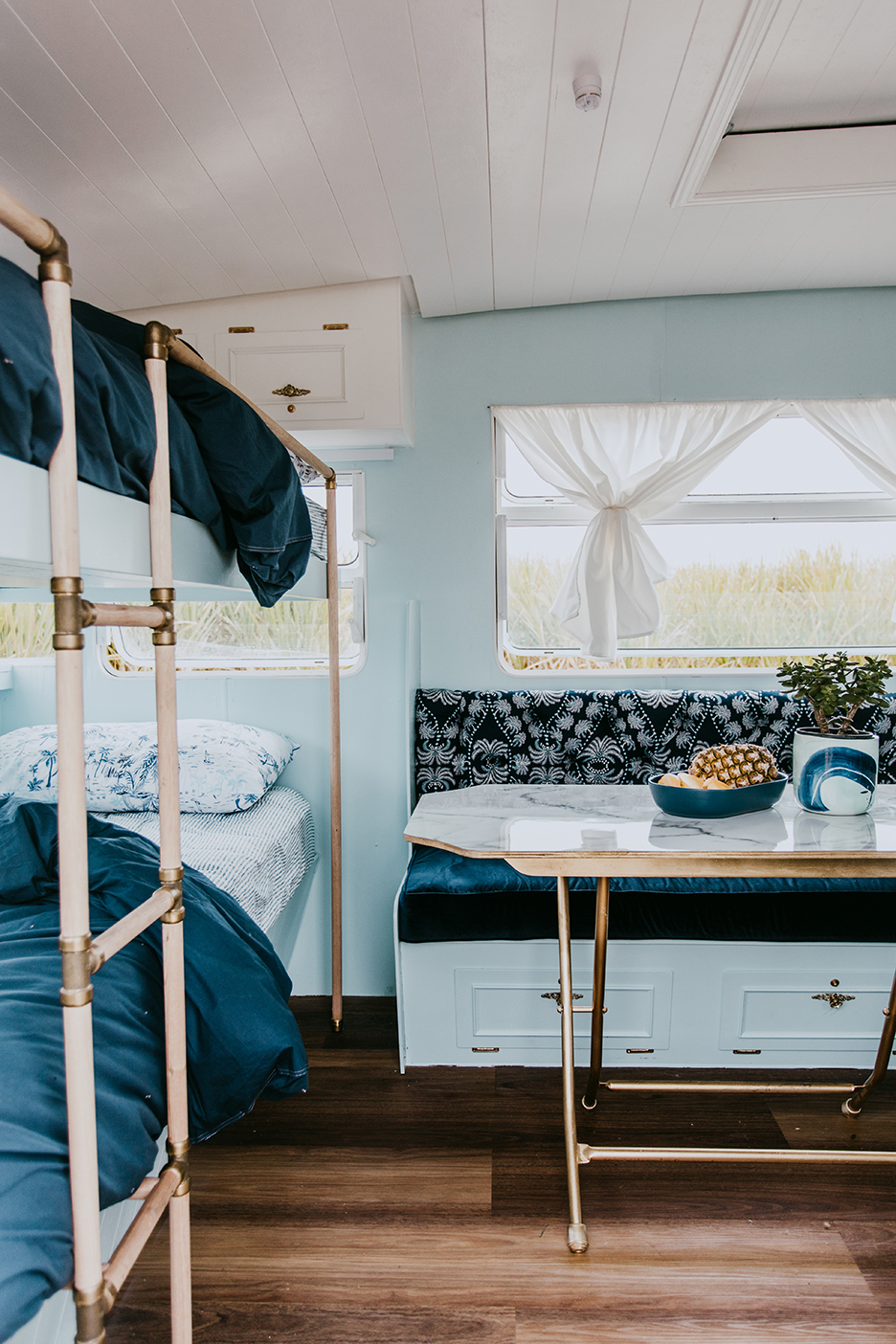 bunkbeds with wood ladder