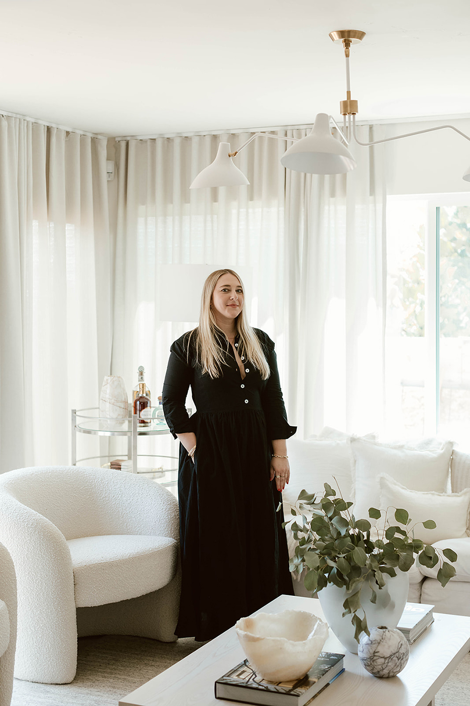 woman in black dress