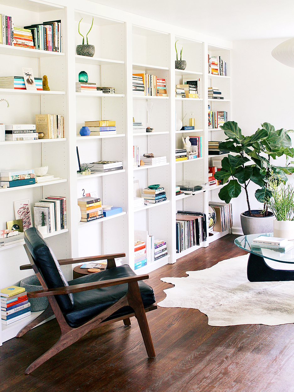 white modern bookcases