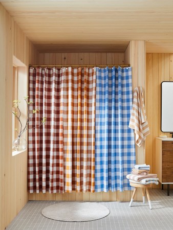 three shower curtains