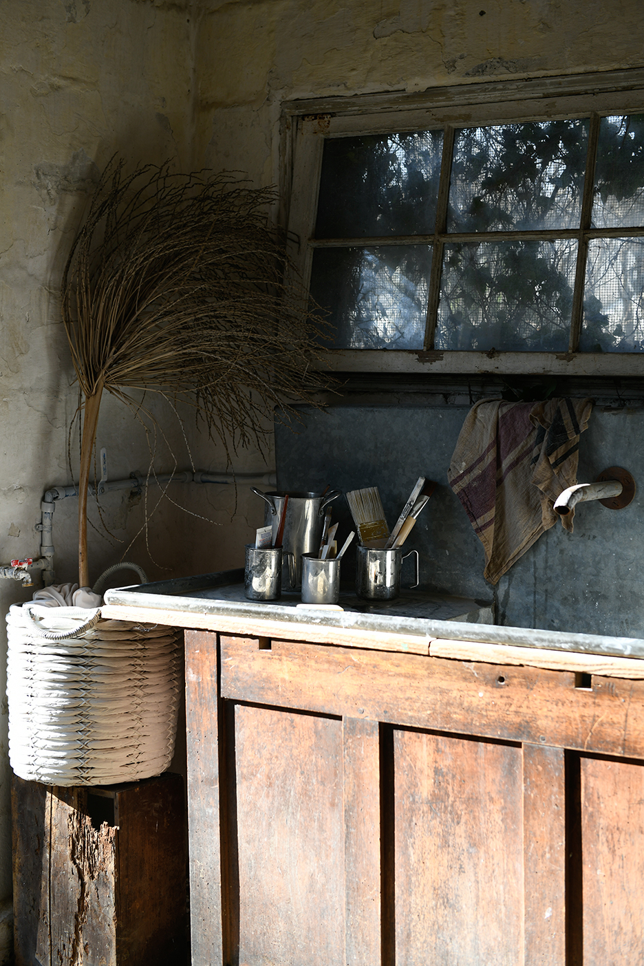 rustic wood trough sink