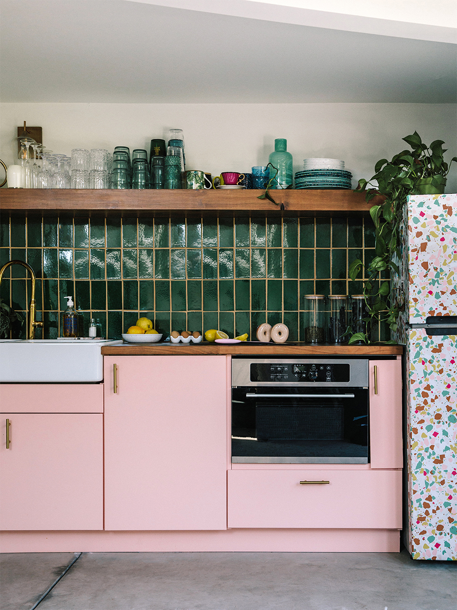 tiny pink kitchen