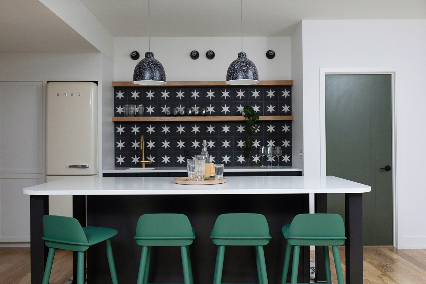 black basement kitchen