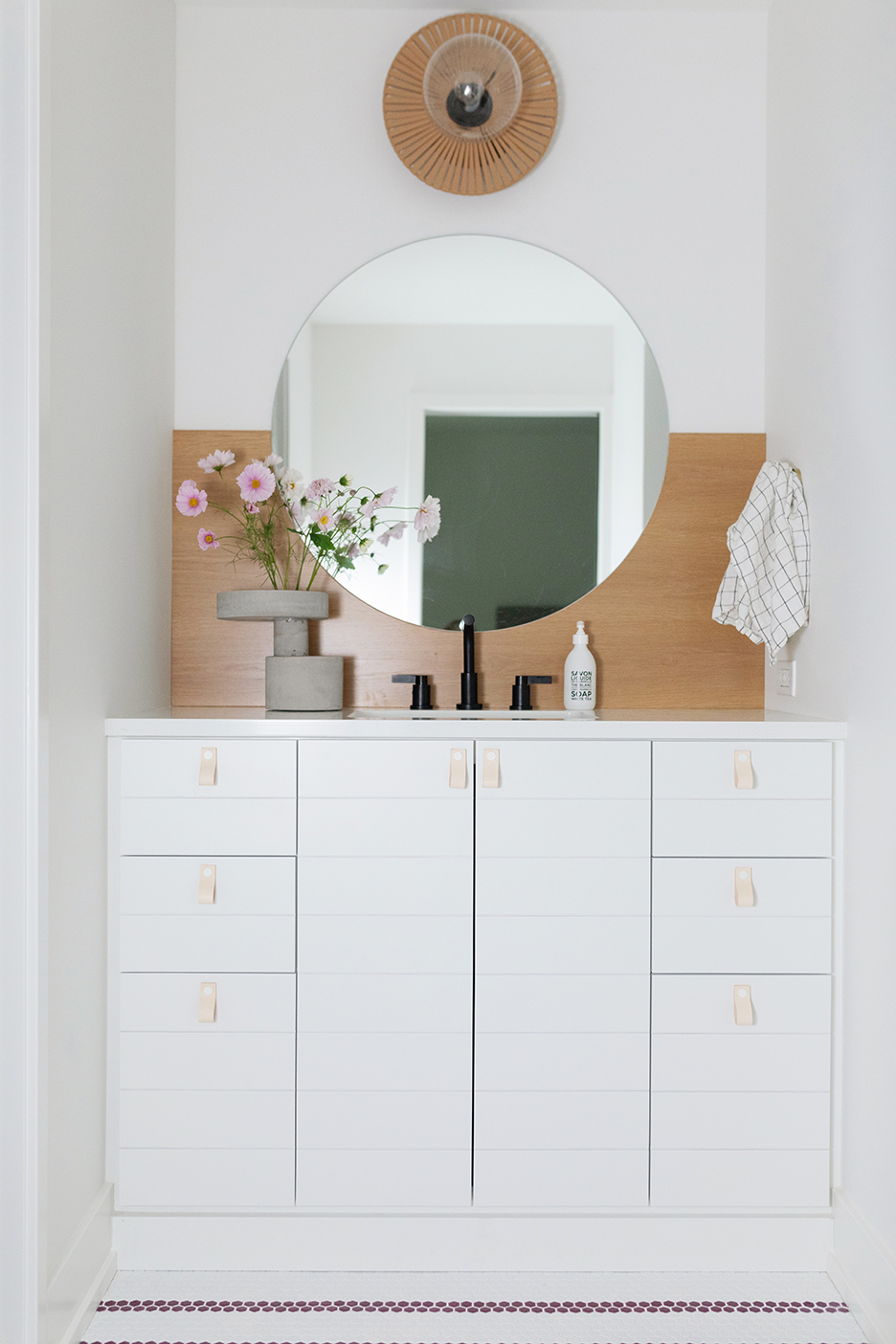 wood vanity backsplash