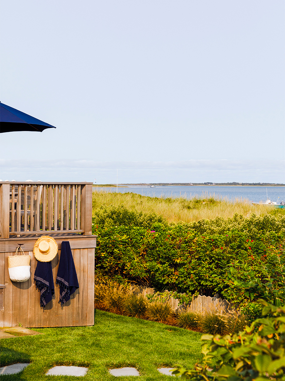 Nantucket beach with view of house deck