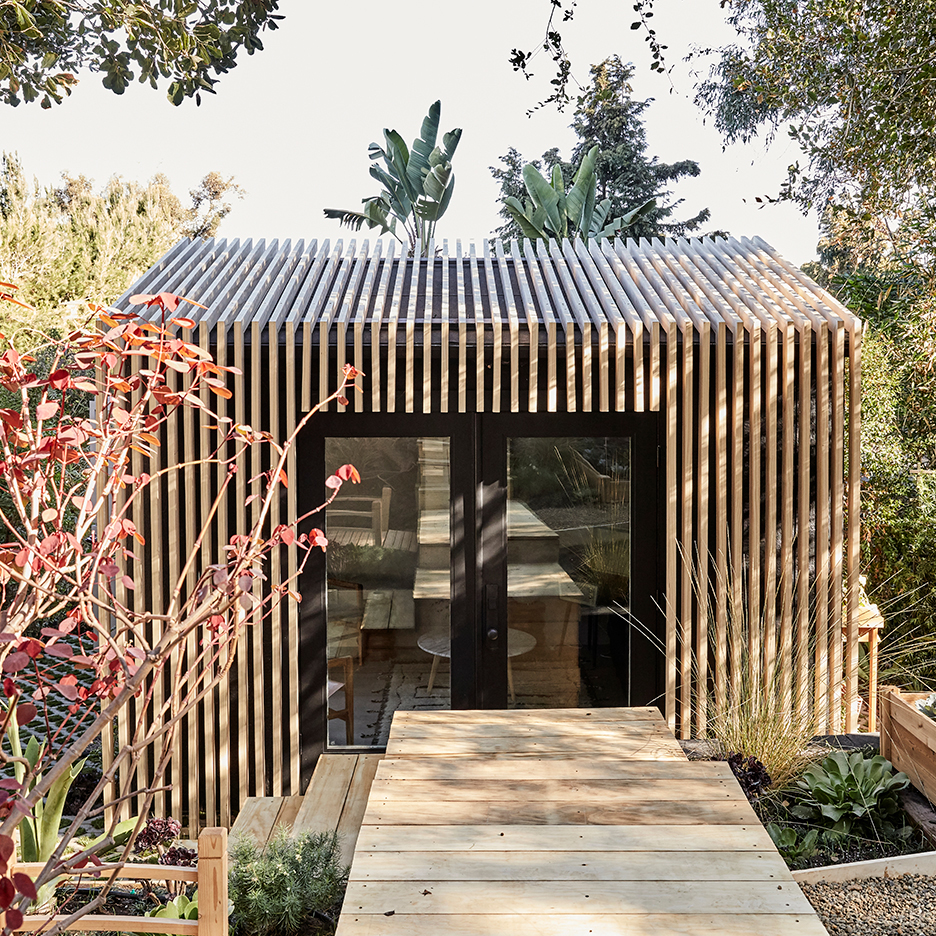 wood-clad shed