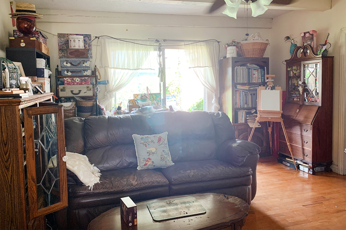 Before shot of messy living room