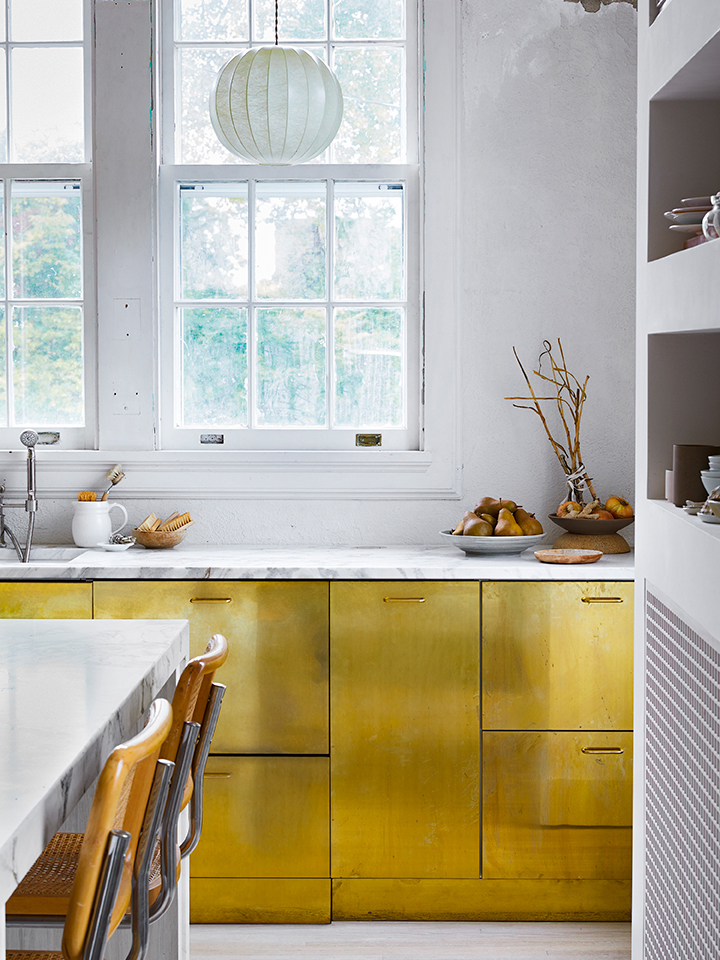 brass lower cabinets