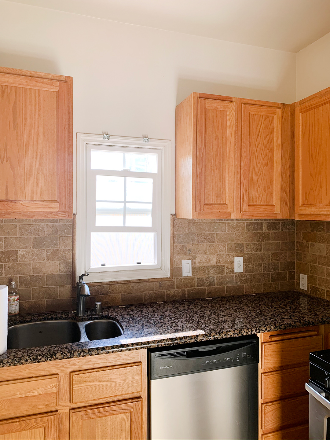 plain wood cabinets