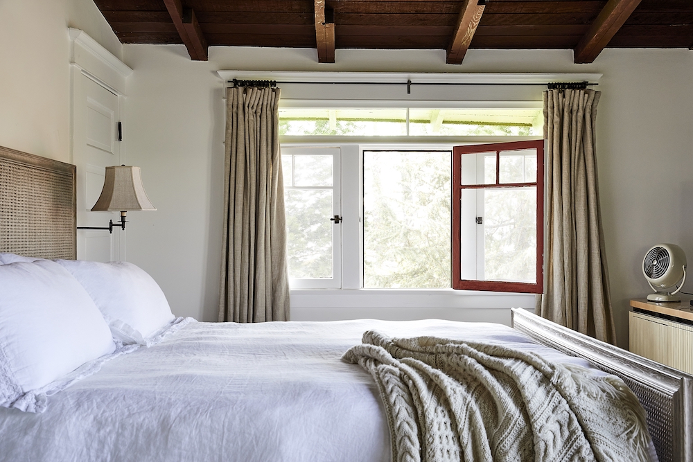 zen bedroom with window open